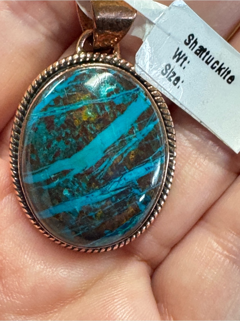 Shattuckite Oval COPPER Gemstone Pendant
